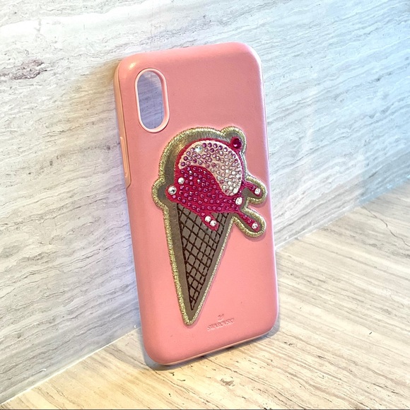 Swarovski iPhone X/XS case - Pink Premium Leather - Picture 2 of 7